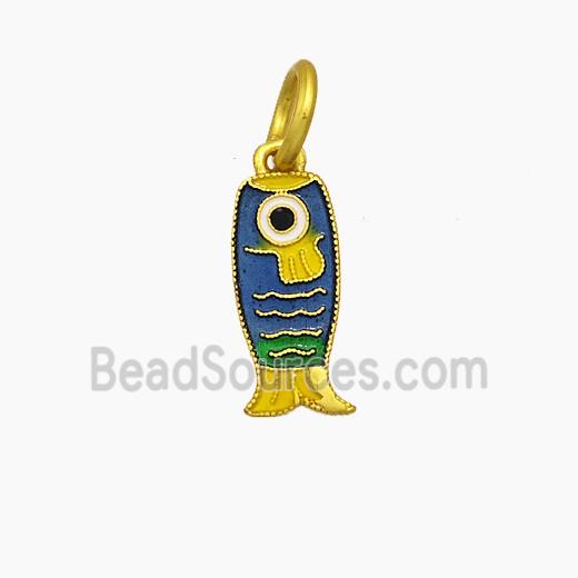 Enamel Copper Pendant, Gold Plated