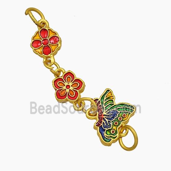 Enamel Copper Pendant, Gold Plated