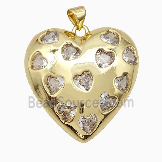 Copper Heart Pendant Pave Zirconia Gold Plated