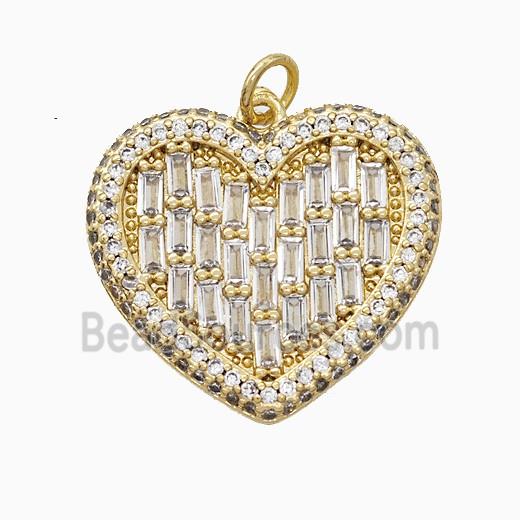 Copper Heart Pendant Pave Zirconia Gold Plated