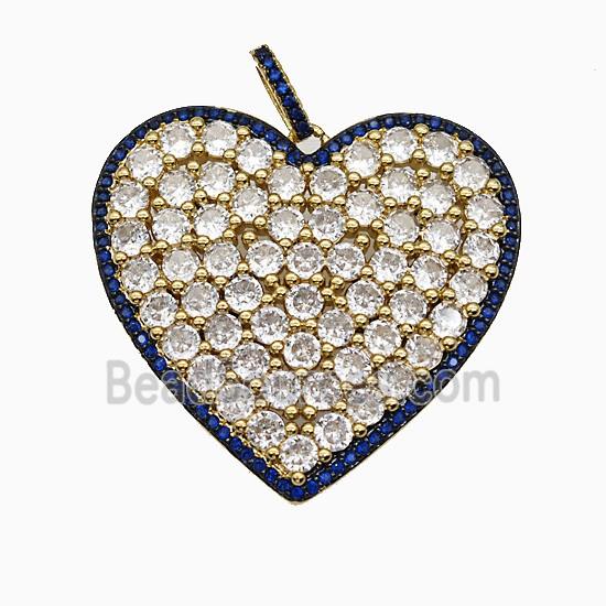 Copper Heart Pendant Pave Zirconia Gold Plated