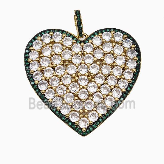 Copper Heart Pendant Pave Zirconia Gold Plated