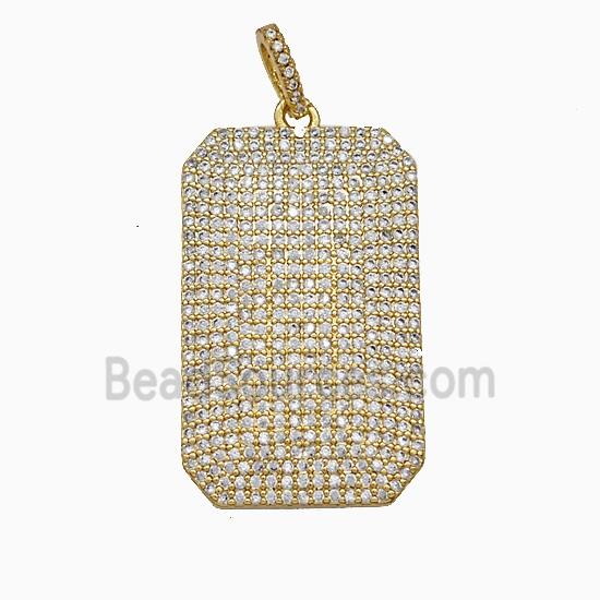 Copper Rectangle Pendant Micropave Zirconia Gold Plated