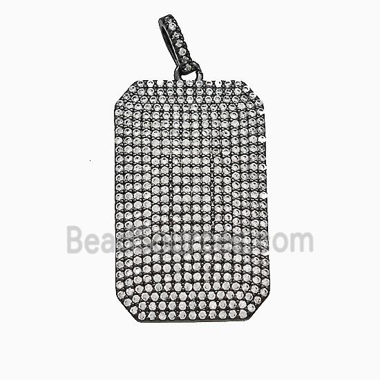Copper Rectangle Pendant Micropave Zirconia Black Plated