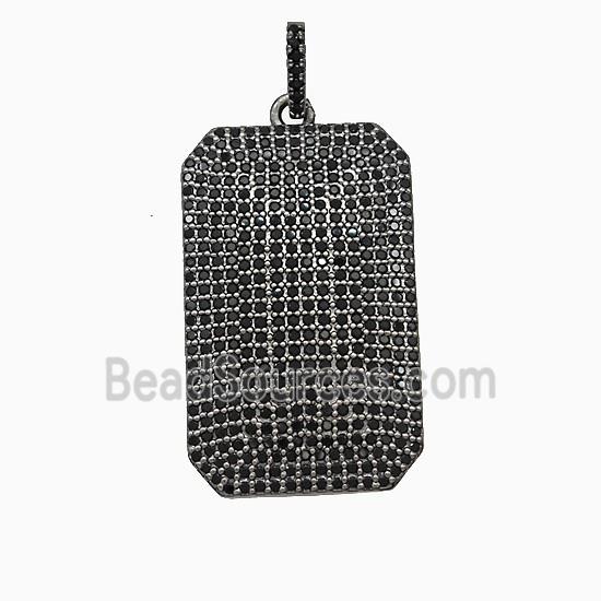 Copper Rectangle Pendant Micropave Zirconia Black Plated