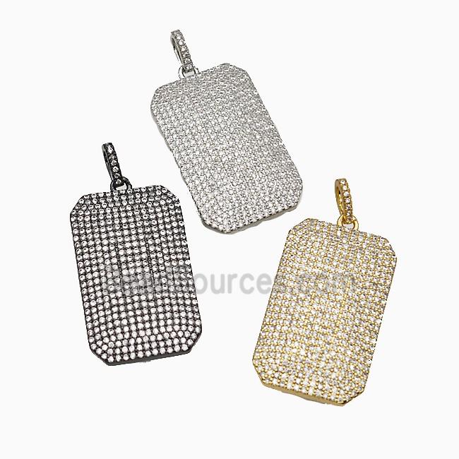 Copper Rectangle Pendant Micropave Zirconia Mixed