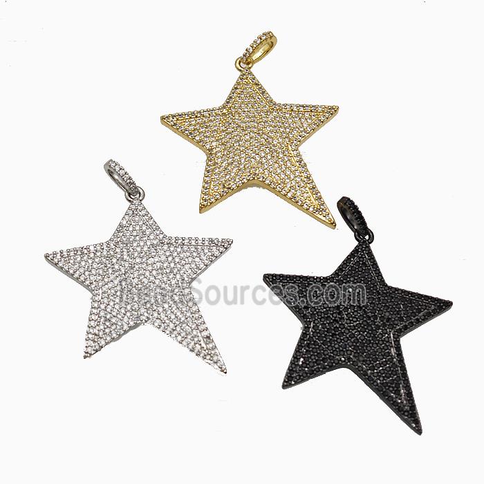 Copper Star Pendant Micropave Zirconia Mixed