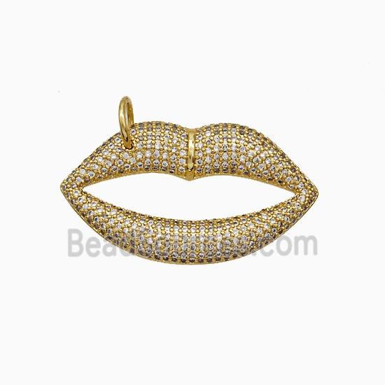Copper Lips Pendant Micropave Zirconia Gold Plated