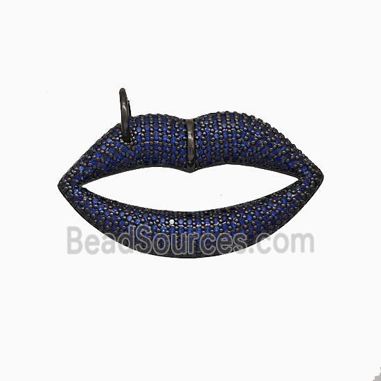 Copper Lips Pendant Micropave Zirconia Black Plated