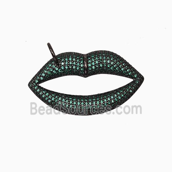 Copper Lips Pendant Micropave Zirconia Black Plated