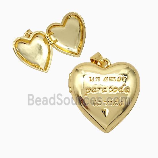 Copper Photo Frame Pendant, 18K Gold Plated