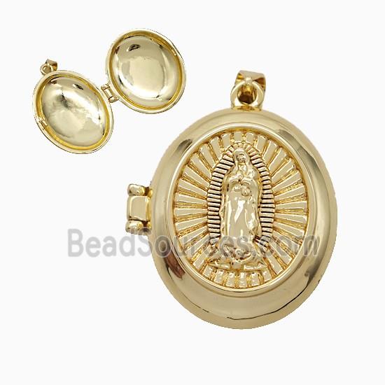 Copper Jesus Locket Pendant 18K Gold Plated