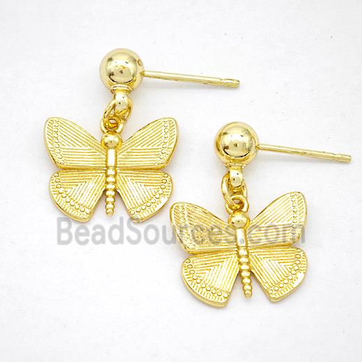 Copper Butterfly Stud Earrings Gold Plated