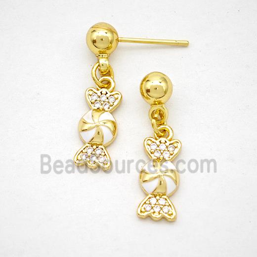 Copper Candy Stud Earrings Enamel Gold Plated