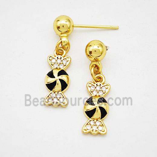 Copper Candy Stud Earrings Enamel Gold Plated