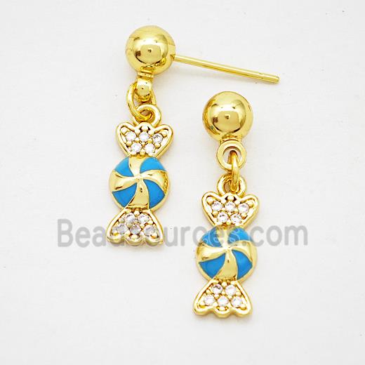 Copper Candy Stud Earrings Enamel Gold Plated