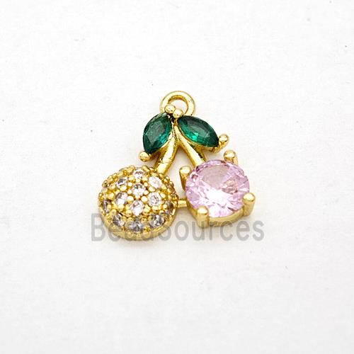 Copper Cherry Pendant Pave Zirconia Gold Plated