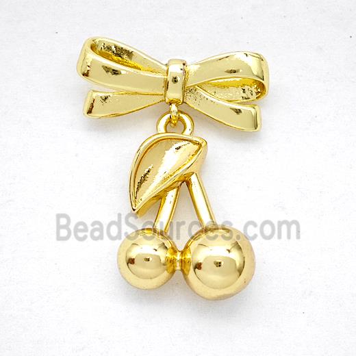 Copper Bowknot And Cherry Earrings Gold Plated