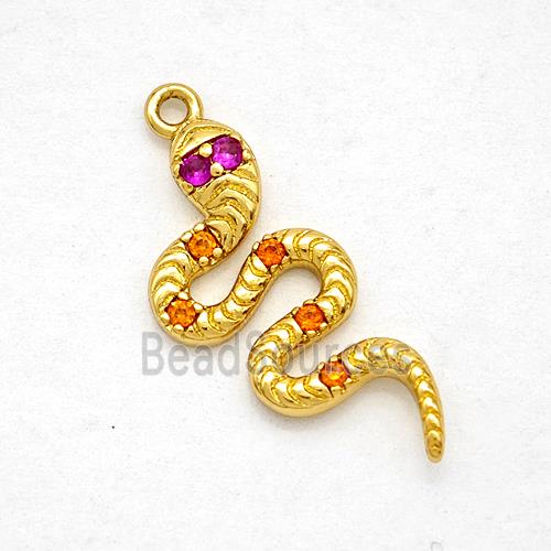 Copper Snake Pendant Pave Zirconia Gold Plated