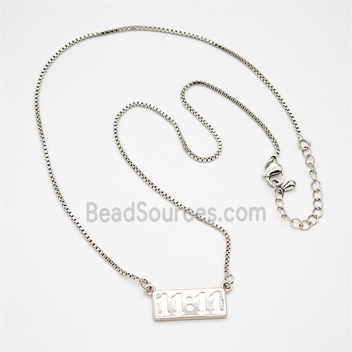 Copper Necklace Double Eleven Number 11 Platinum Plated