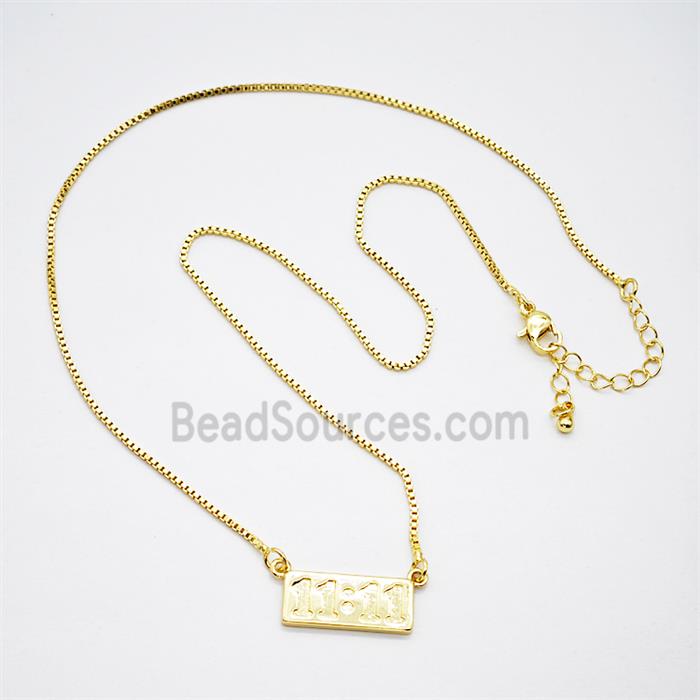 Copper Necklace Double Eleven Number 11 Gold Plated