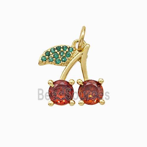 Copper Cherry Pendant Pave Zirconia Gold Plated