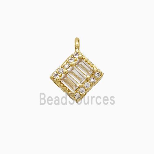 Copper Square Pendant Pave Zirconia Gold Plated