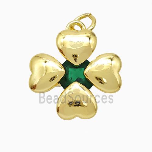Copper Clover Pendant Pave Crystal Gold Plated