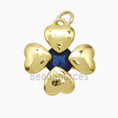 Copper Clover Pendant Pave Crystal Gold Plated