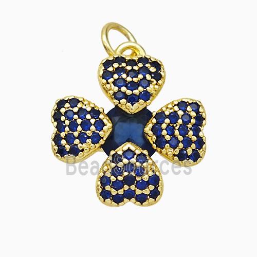 Copper Clover Pendant Pave Zirconia Gold Plated