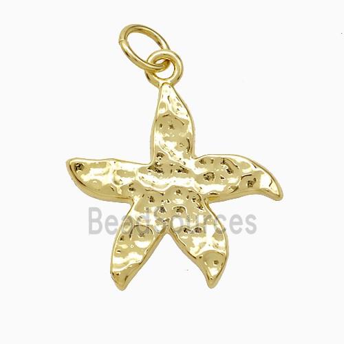 Copper Seastar Pendant Hammered Gold Plated