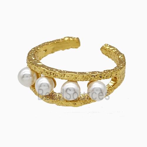 Copper Rings Pave Pearlized Resin Gold Plated