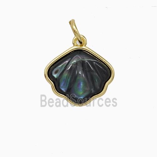 Copper Scallop Pendant Pave Shell Gold Plated