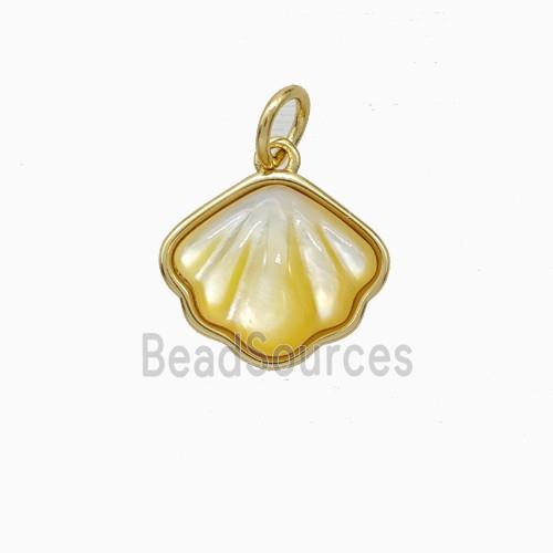 Copper Scallop Pendant Pave Shell Gold Plated