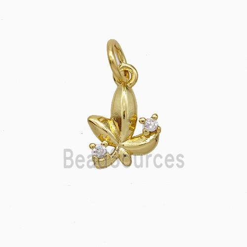 Copper Leaf Pendant Pave Zirconia Gold Plated