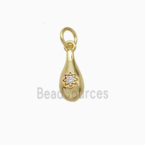 Copper Teardrop Pendant Pave Zirconia Gold Plated