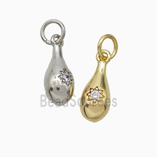 Copper Teardrop Pendant Pave Zirconia Mixed