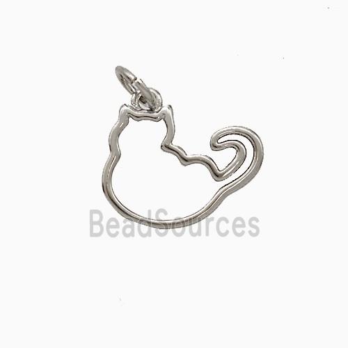 Copper Cat Pendant Platinum Plated