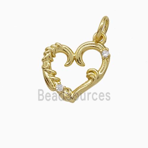 Copper Heart Pendant Pave Zirconia Gold Plated