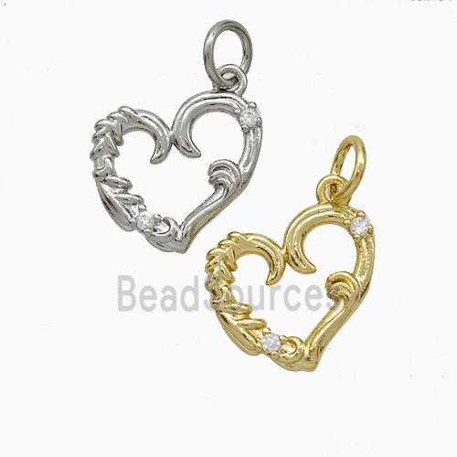 Copper Heart Pendant Pave Zirconia Mixed
