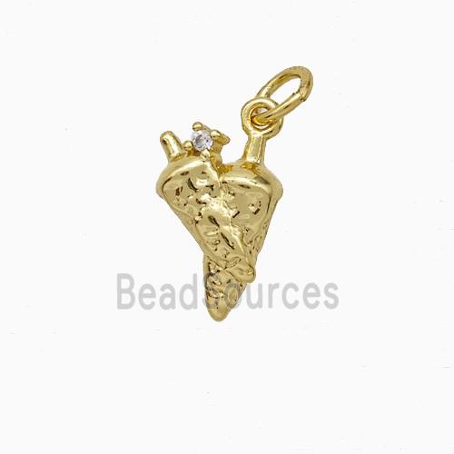 Ice Cream Cone Charms Copper Pendant Hammered Gold Plated