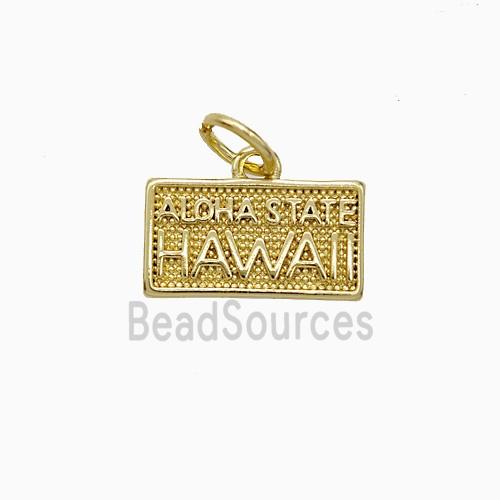Copper Hawaii Pendant Aloha State Nameplate Gold Plated