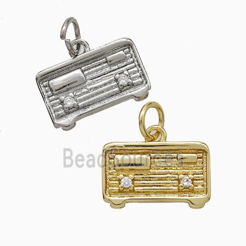 Copper Radio Charms Pendant Pave Zirconia Mixed