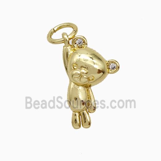 Copper Bear Pendant Pave Zirconia Gold Plated