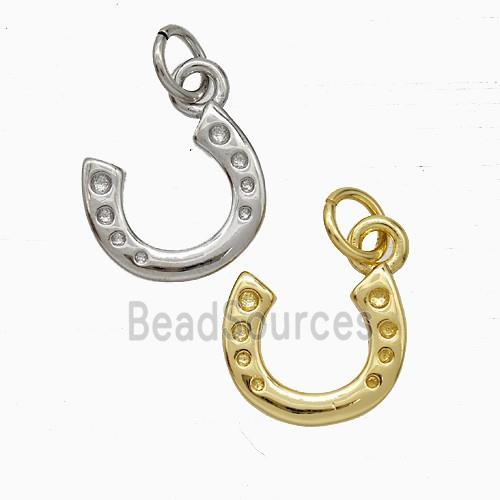 Copper Horseshoe Pendant Pave Zirconia Mixed