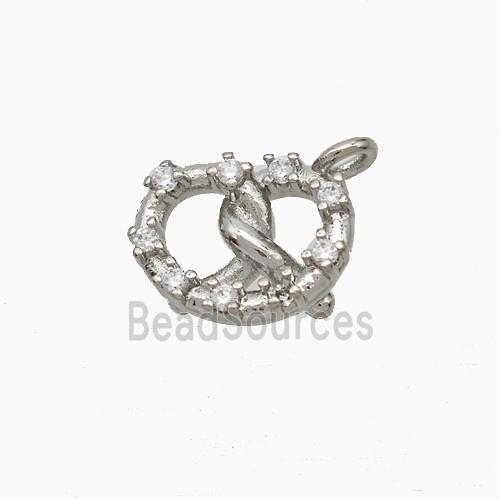 Copper Heart Pendant Pave Zirconia Platinum Plated