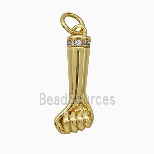 Copper Hand Pendant Pave Zirconia Fist Gold Plated