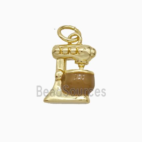 Coffee Machine Charms Copper Pendant Enamel Gold Plated