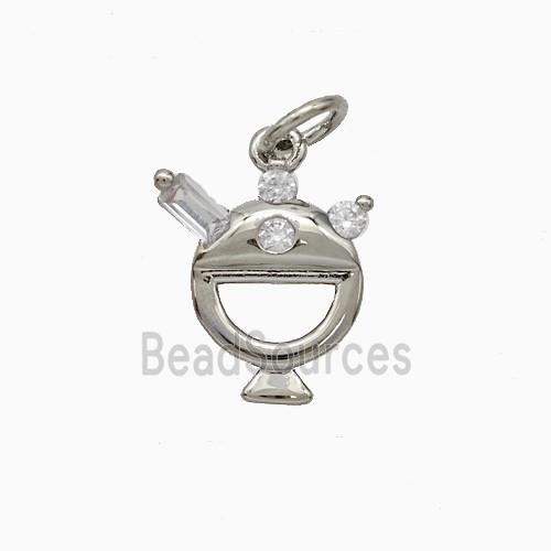 Copper Furnace Pendant Pave Zirconia Platinum Plated