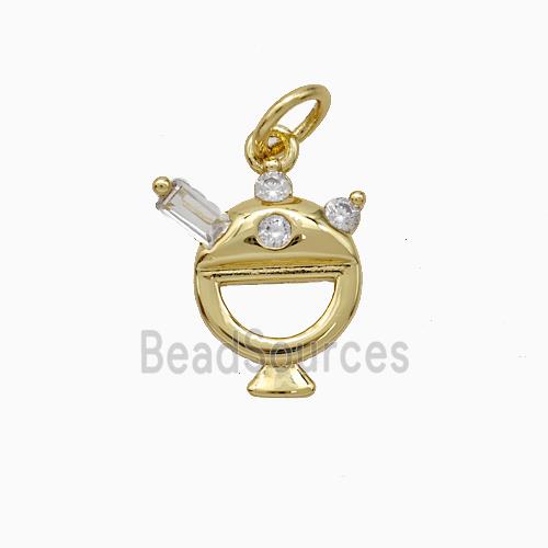 Copper Furnace Pendant Pave Zirconia Gold Plated